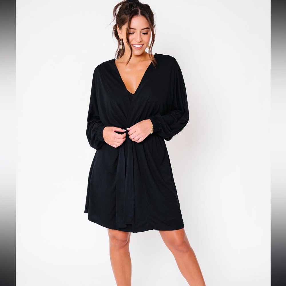 Women’s Monuit Black Stretch Knit‎ Robe